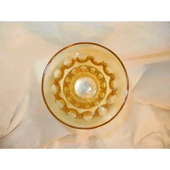 Amber Stemmed Goblet Candy Dish Thumb print Design Mid Century Change key catch, - Picture 3 of 4